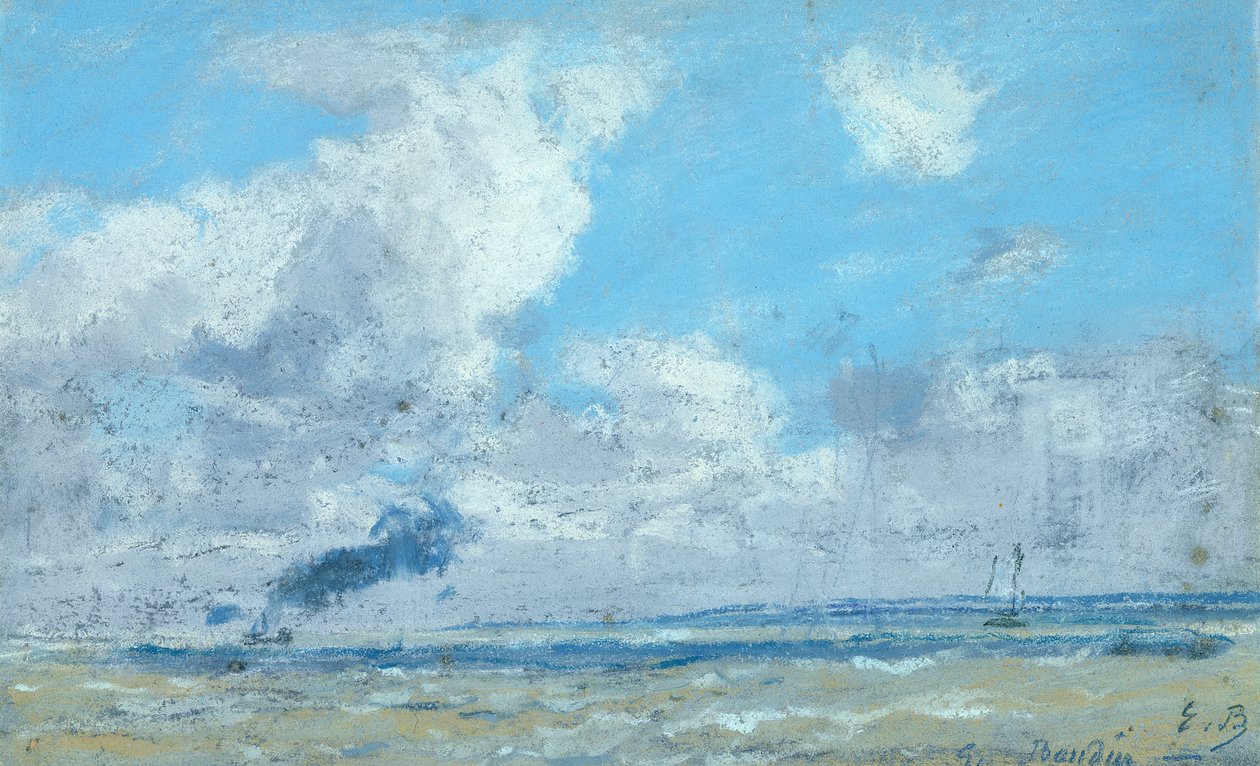 Loď v ústí Seiny (pastel na papíře) od Eugene Louis Boudin