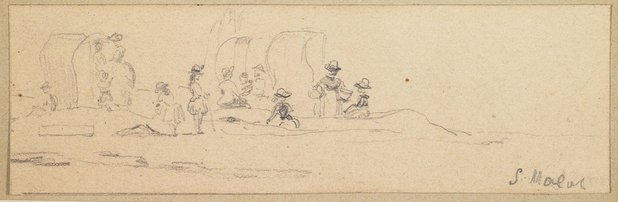 Plážová scéna v Saint Malo od Eugene Louis Boudin