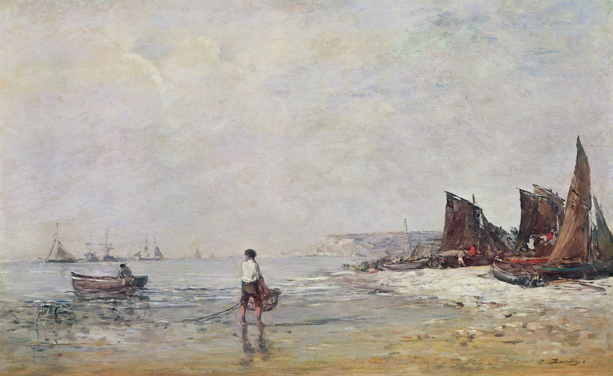 Rybář ve Villerville, Low Tide od Eugene Louis Boudin