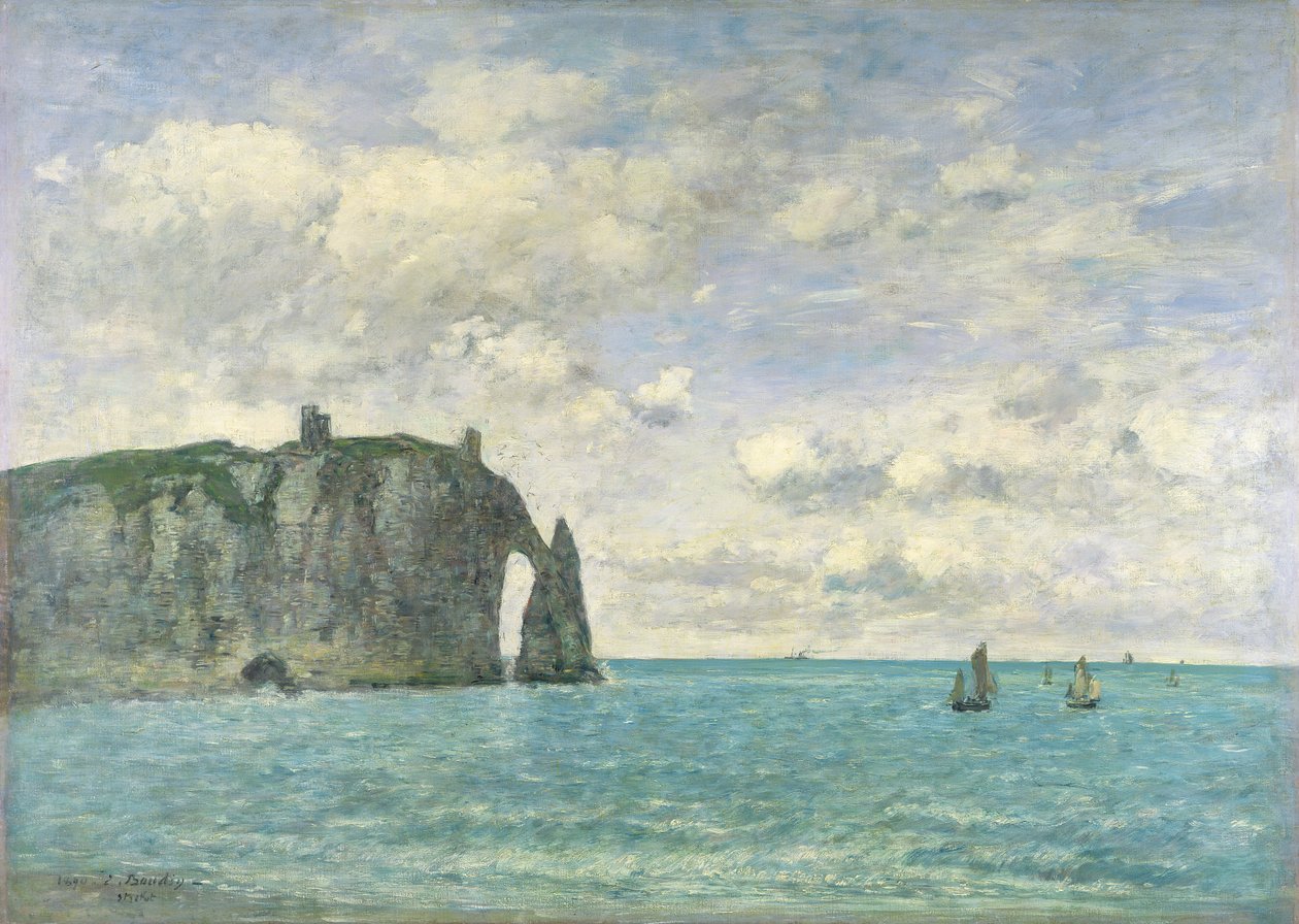 Útesy v Etretatu, 1890 od Eugene Louis Boudin