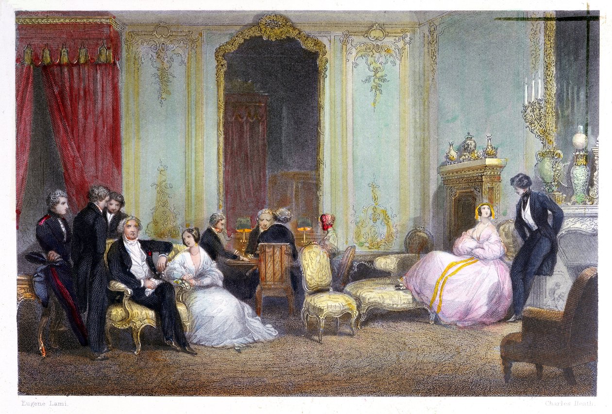 Rodina v interiéru, 1842 od Eugene Louis Lami