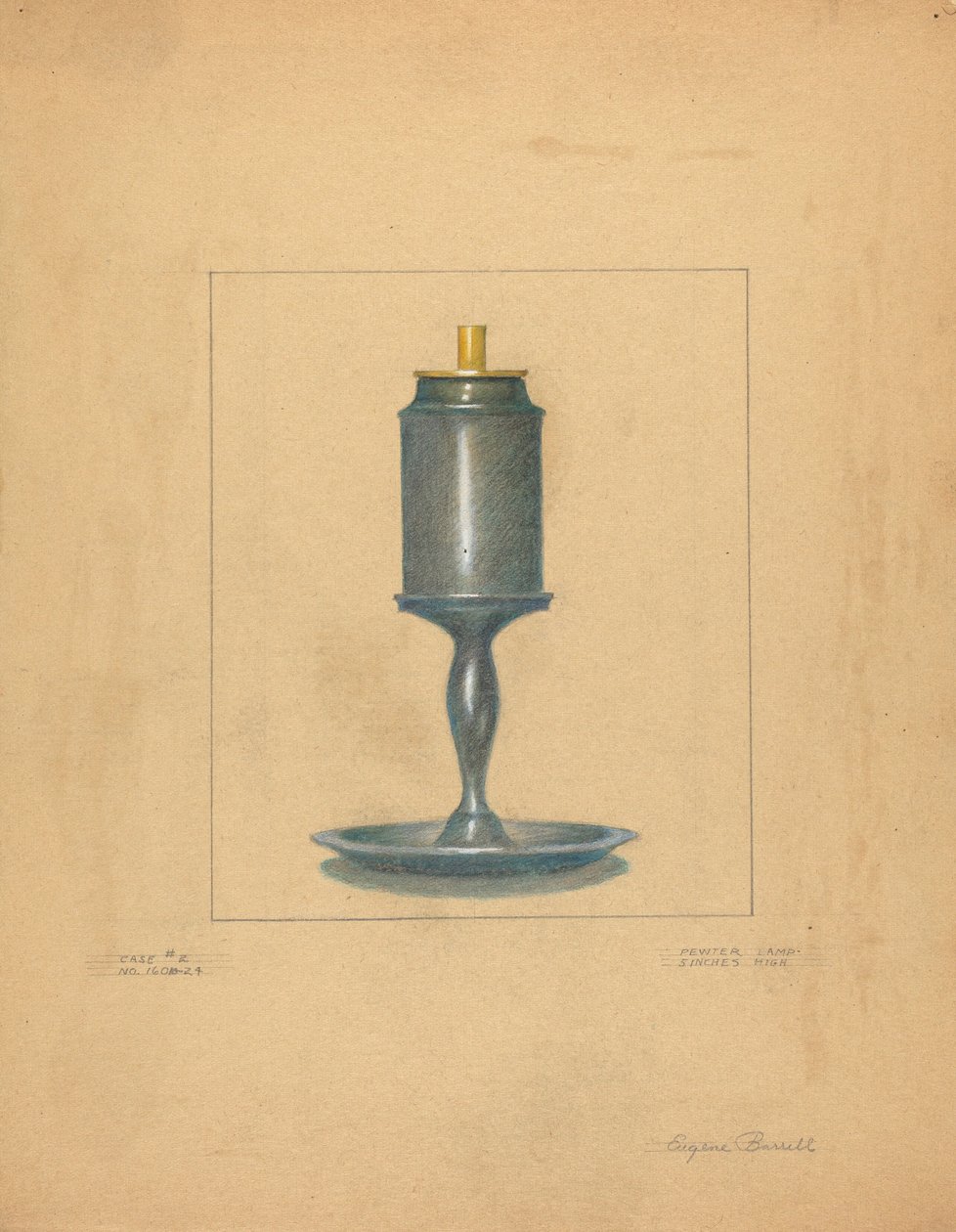 Cínová lampa od Eugene Barrell