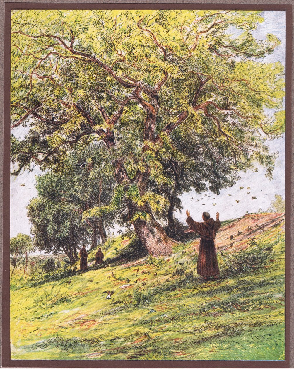 Svatý František káže ptákům, 1919 od Eugene Burnand