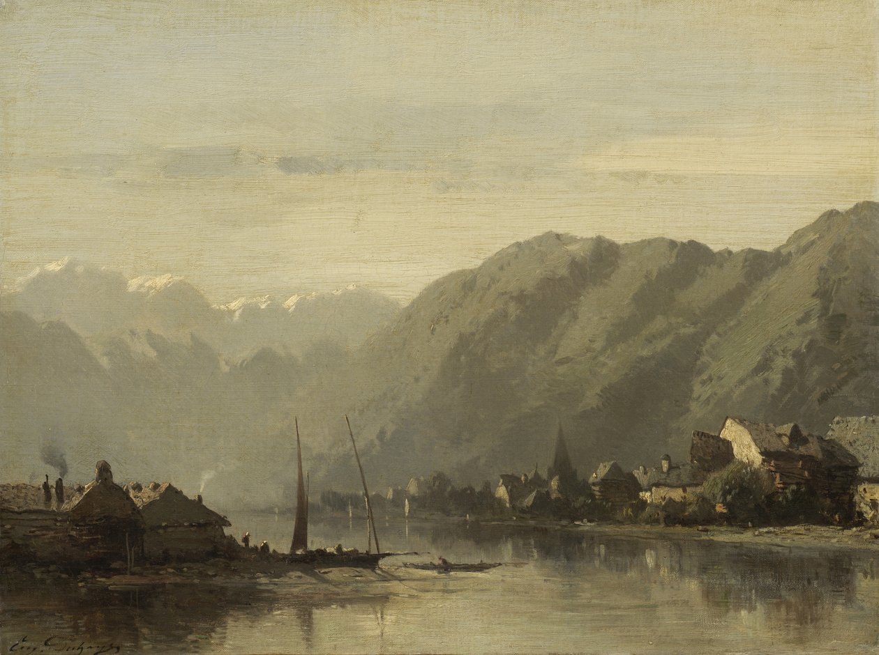 Švýcarské jezero, 1838-90 od Eugene Deshayes