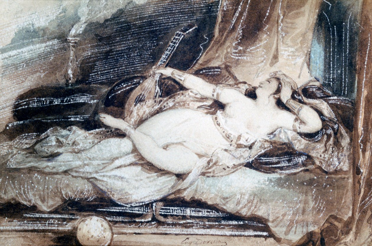 Odalisque Couchee, c1815-1865 od Eugene Deveria
