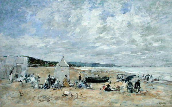 Plážová scéna (olej na plátně) od Eugene Louis Boudin