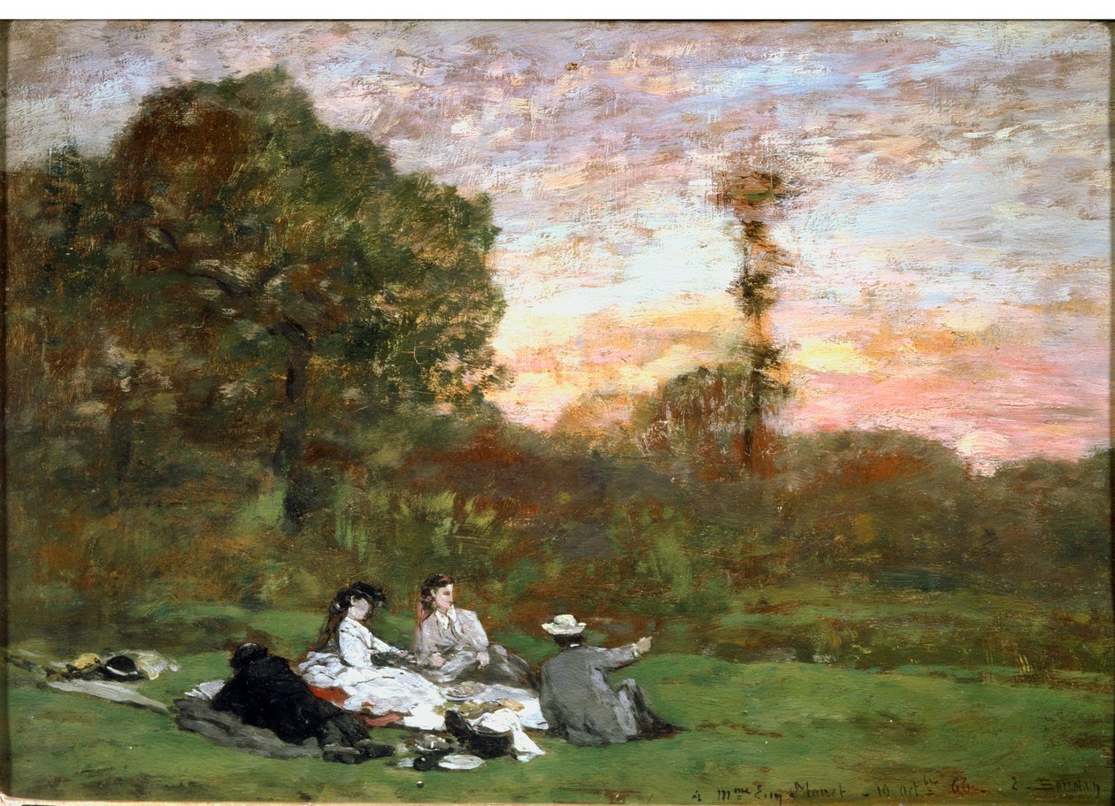 Oběd na trávě od Eugene Louis Boudin