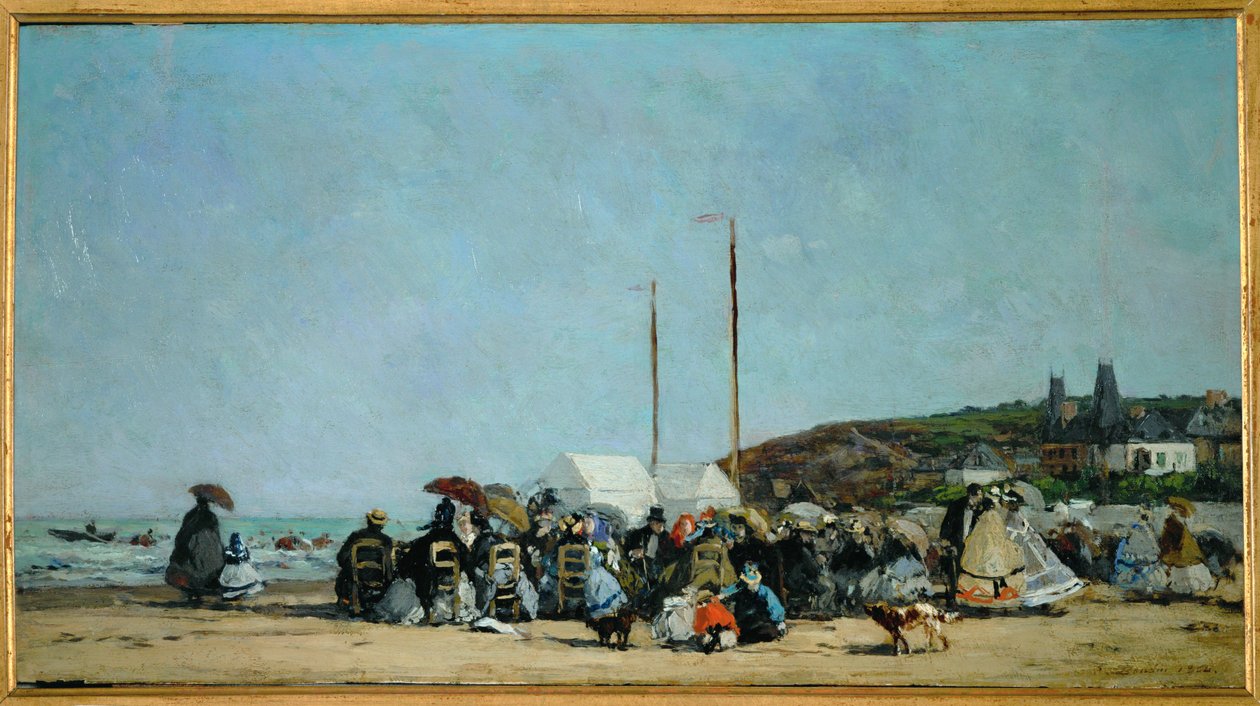 Pláž v Trouville od Eugene Louis Boudin
