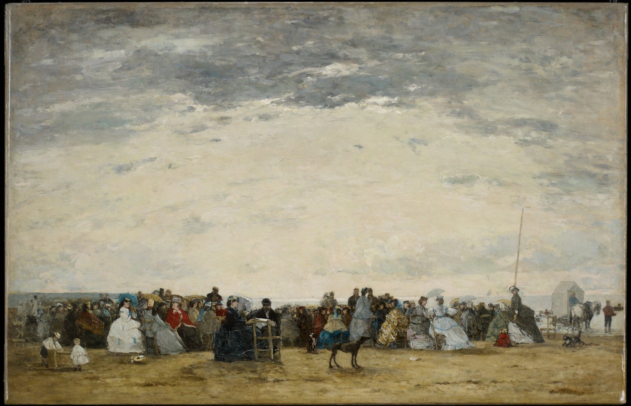 Rekreanti na pláži v Trouville od Eugene Louis Boudin