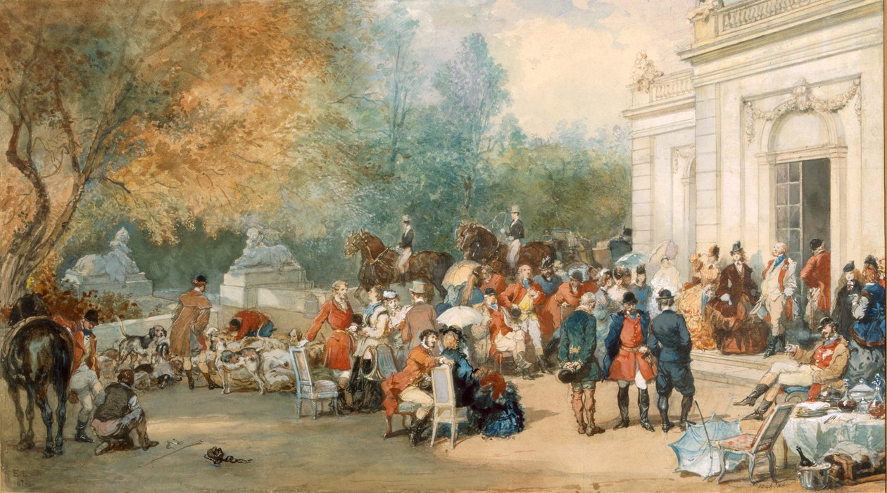Lovecká snídaně v Anglii, 1870 od Eugene Louis Lami