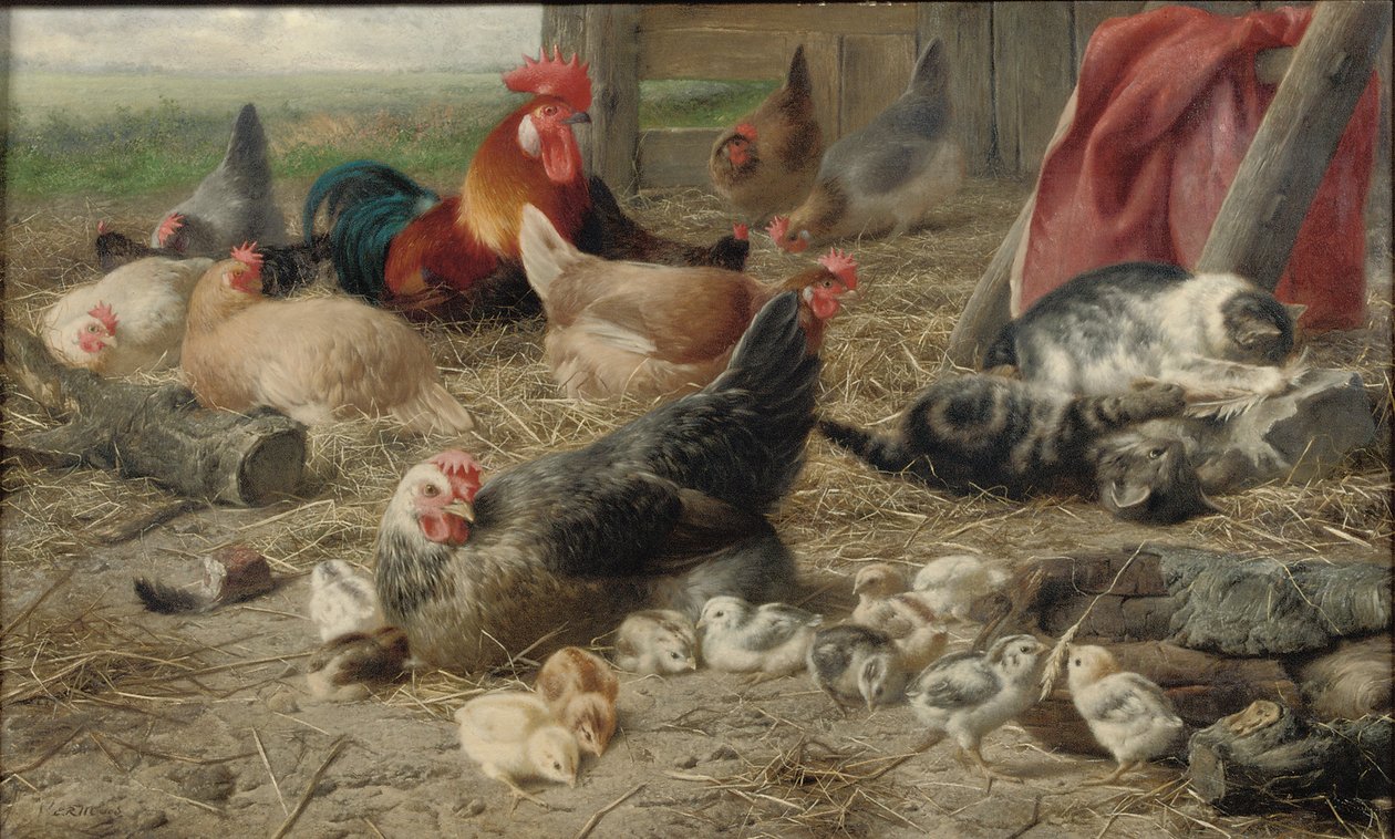 Na Barnyard (olej na plátně) od Eugene Remy Maes
