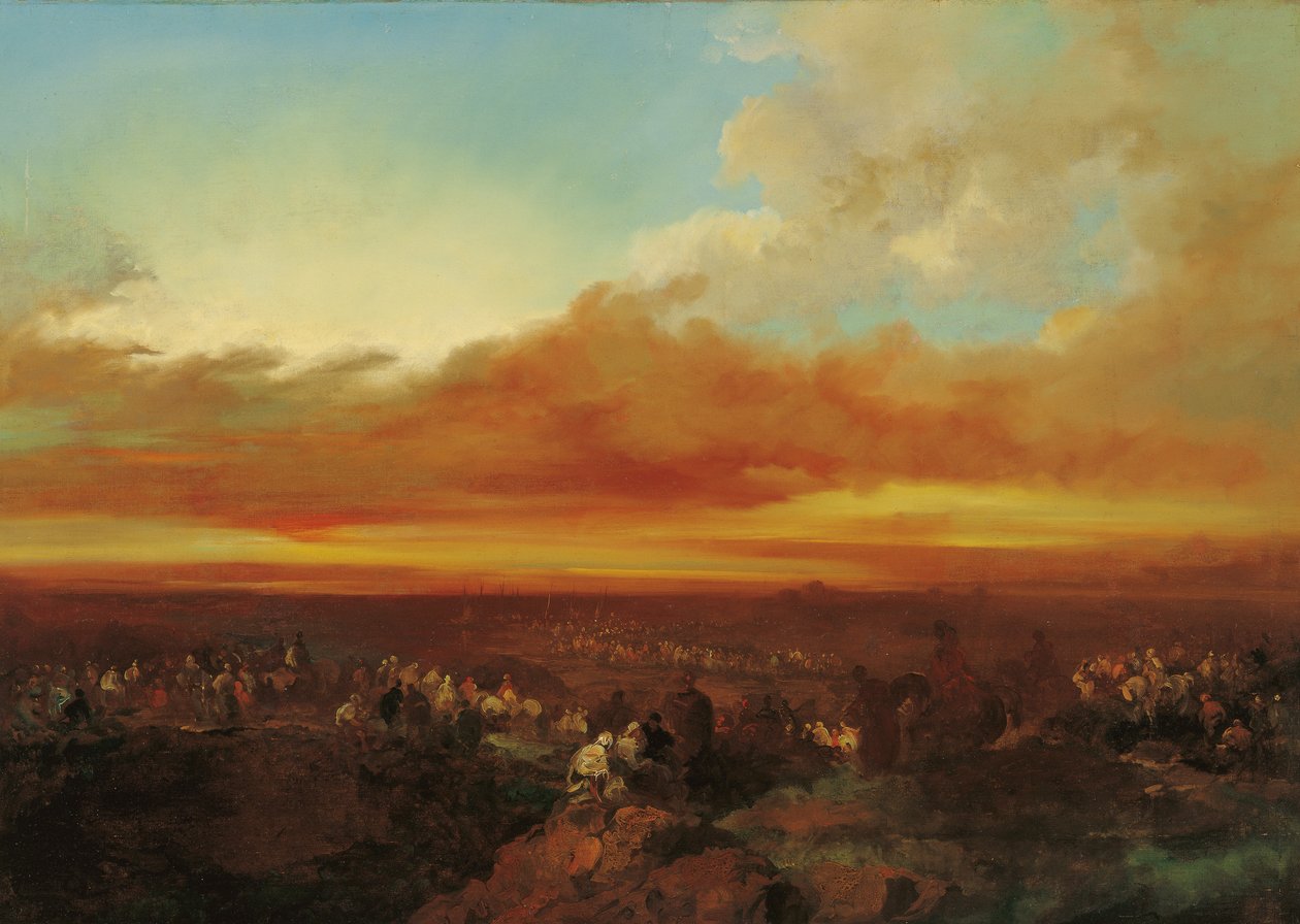 Arabské karavany přijíždějící na pobřeží. od Eugenio Lucas Velázquez