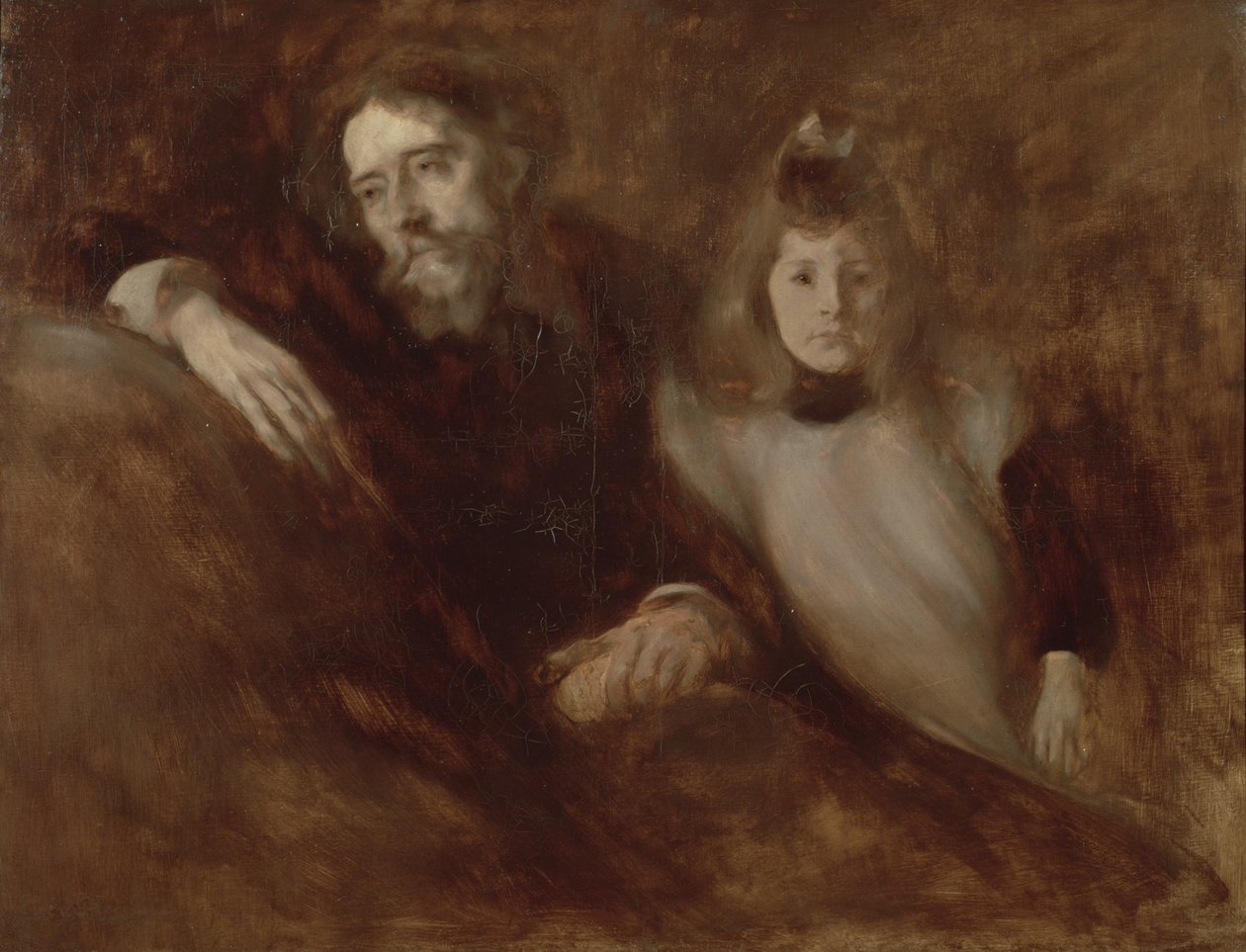Portrét Alphonse Daudeta (1840-97) a jeho dcery Edmee, 1891 od Eugène Carrière
