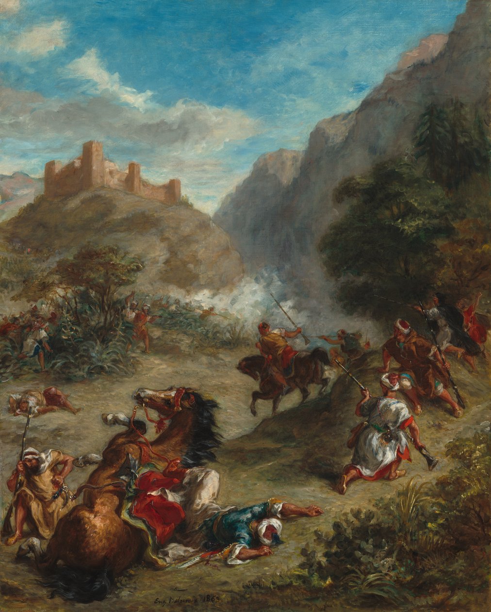 Arabové bojující v horách od Ferdinand Victor Eugene Delacroix