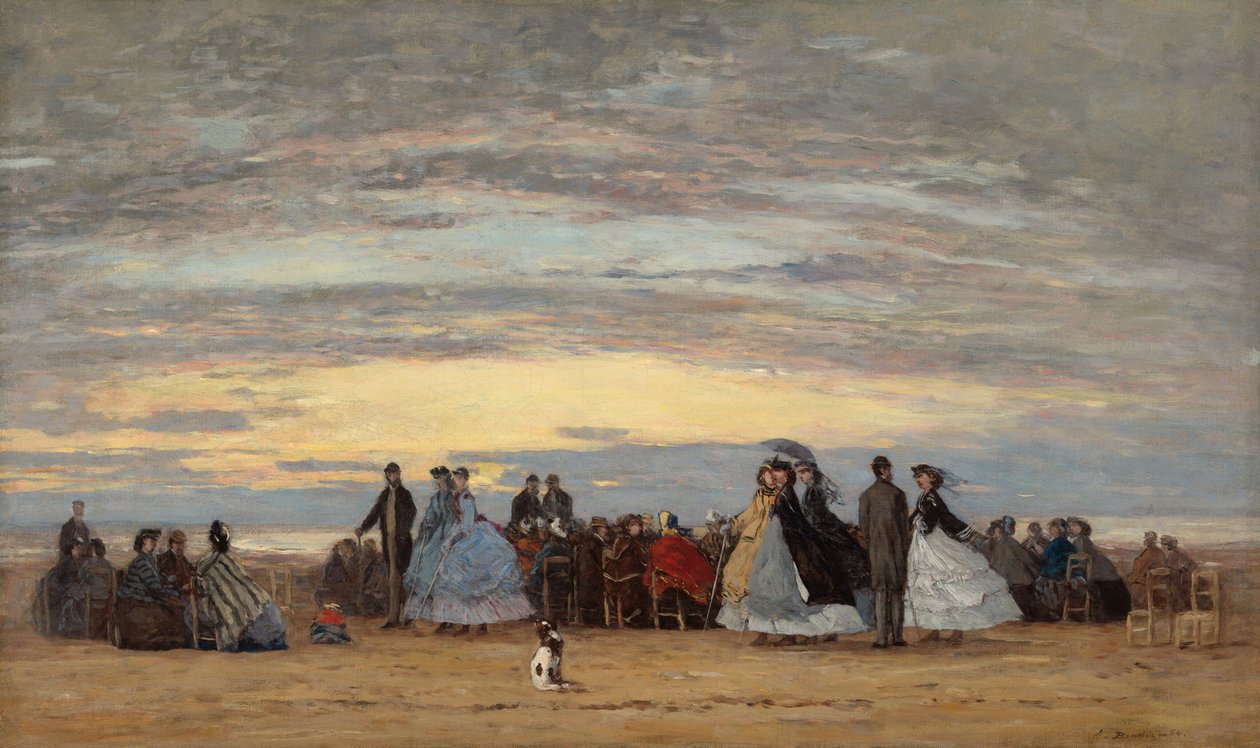 Pláž ve Villerville od Eugène Boudin