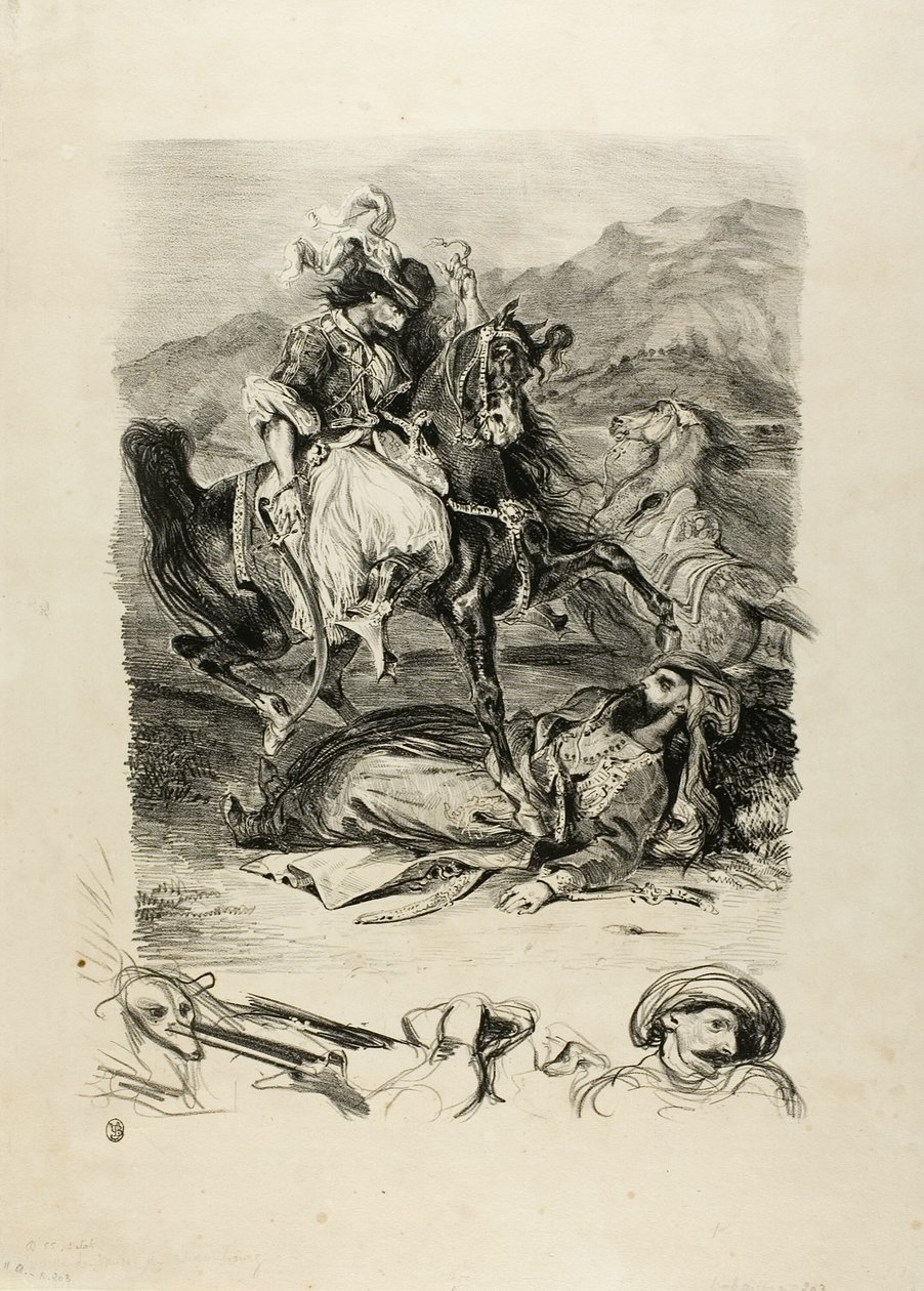 Boj mezi Giaourem a Pašou od Eugène Delacroix