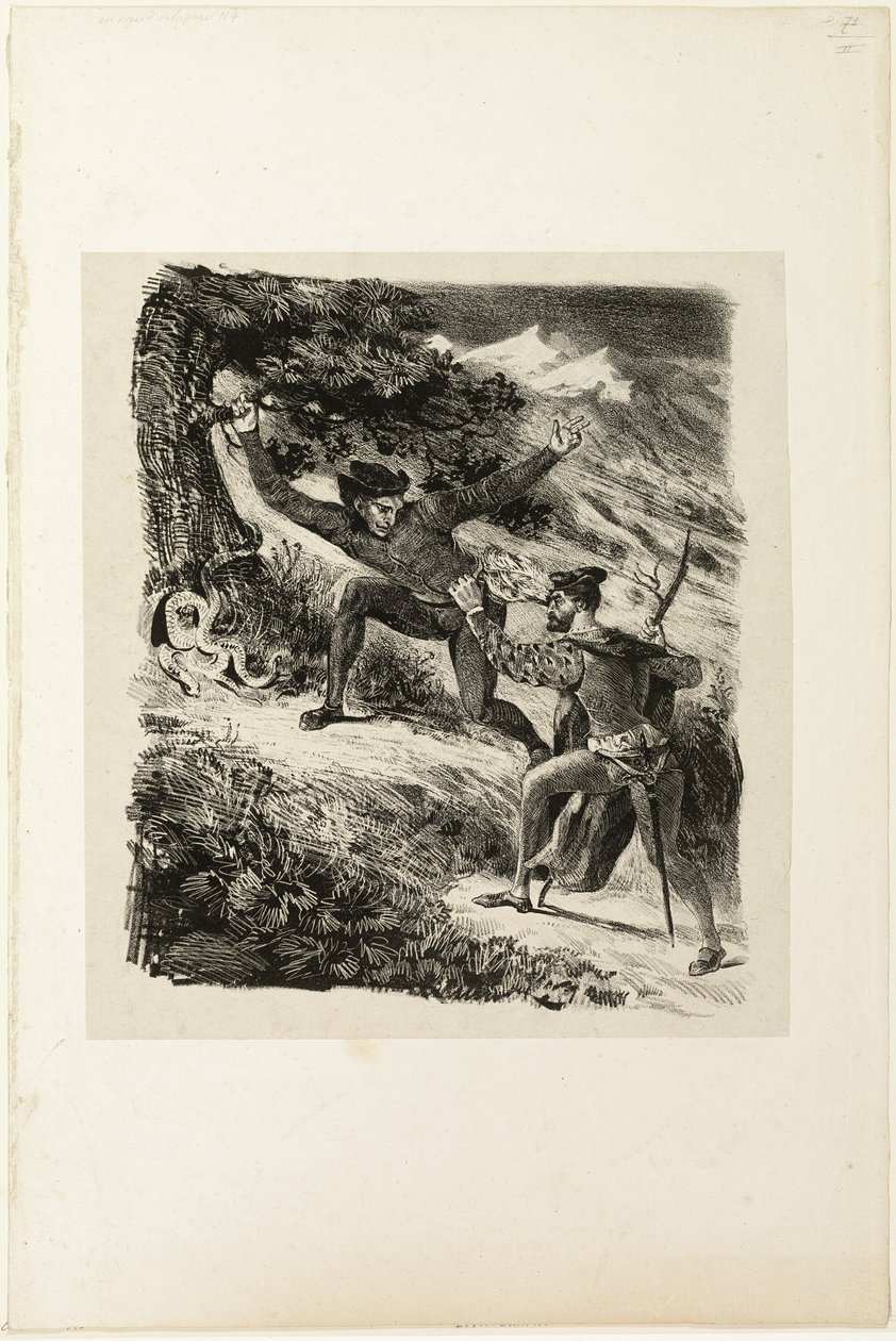 Faust a Mefistofeles v pohoří Harz od Eugène Delacroix
