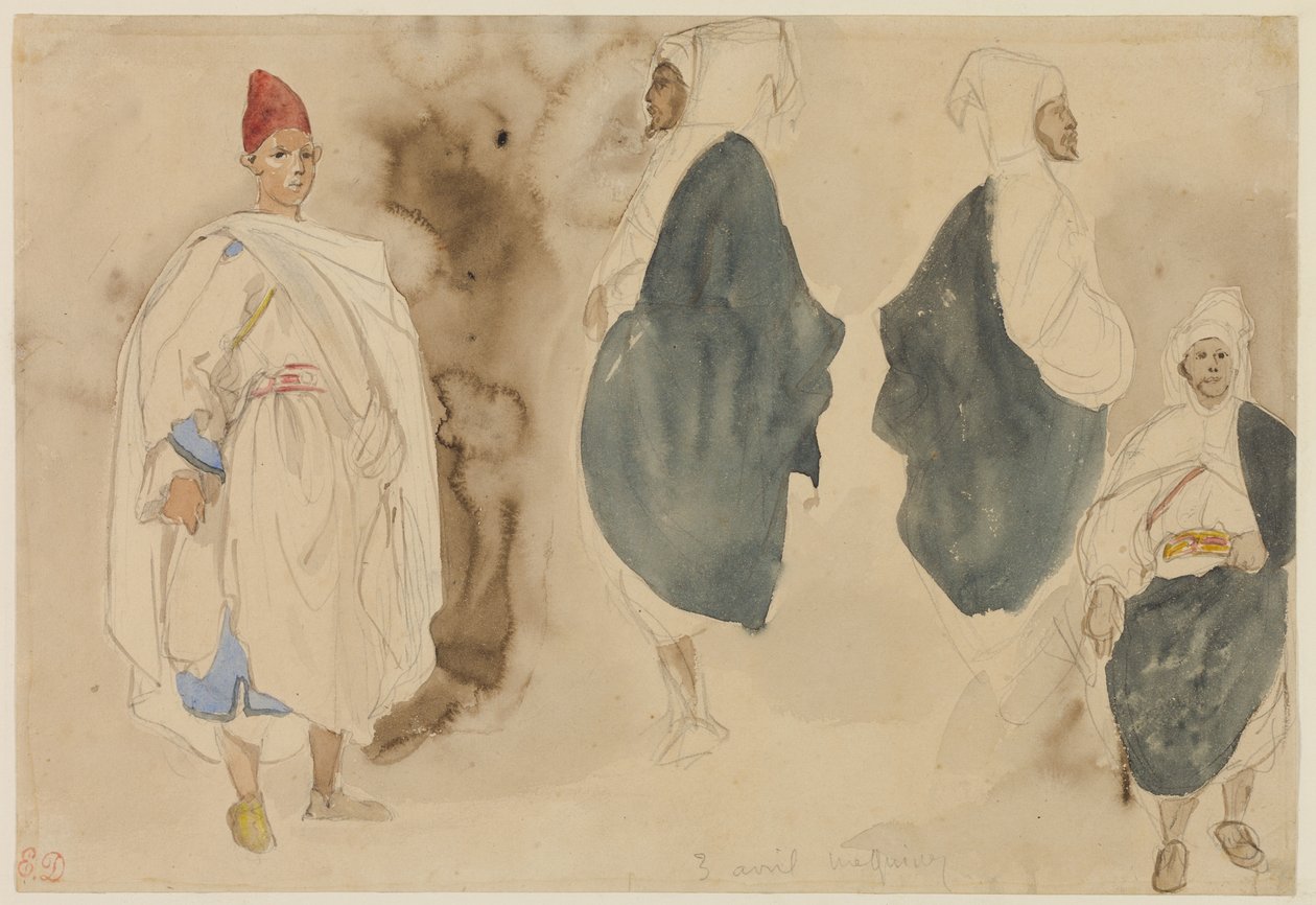Čtyři skici arabských mužů od Eugène Delacroix