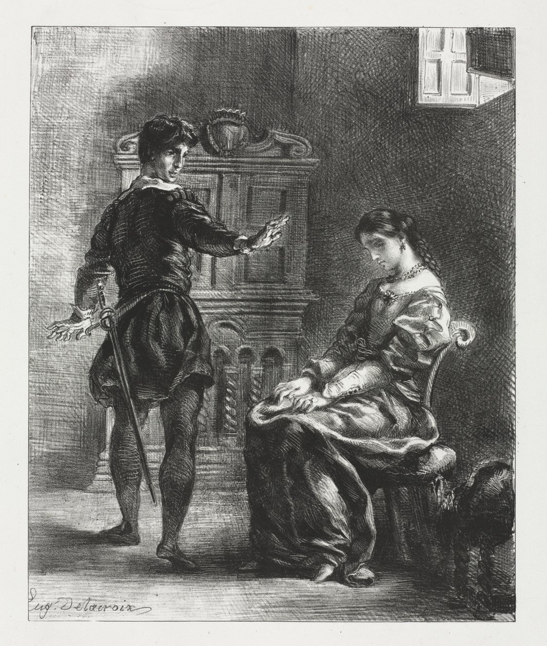 Hamlet: Hamlet a Ofélie od Eugène Delacroix