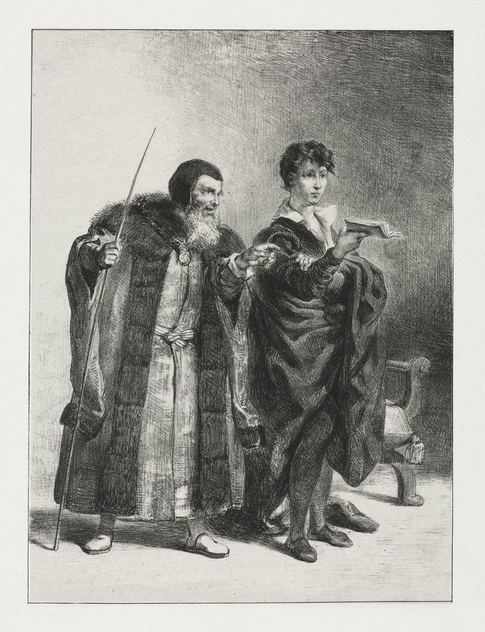 Hamlet: Polonius a Hamlet od Eugène Delacroix