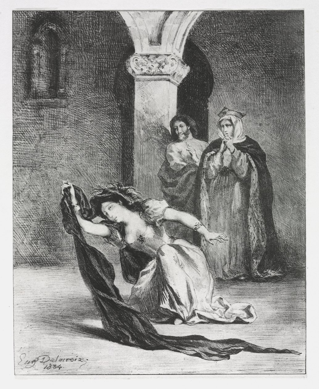 Hamlet: Zpěv Ofélie od Eugène Delacroix