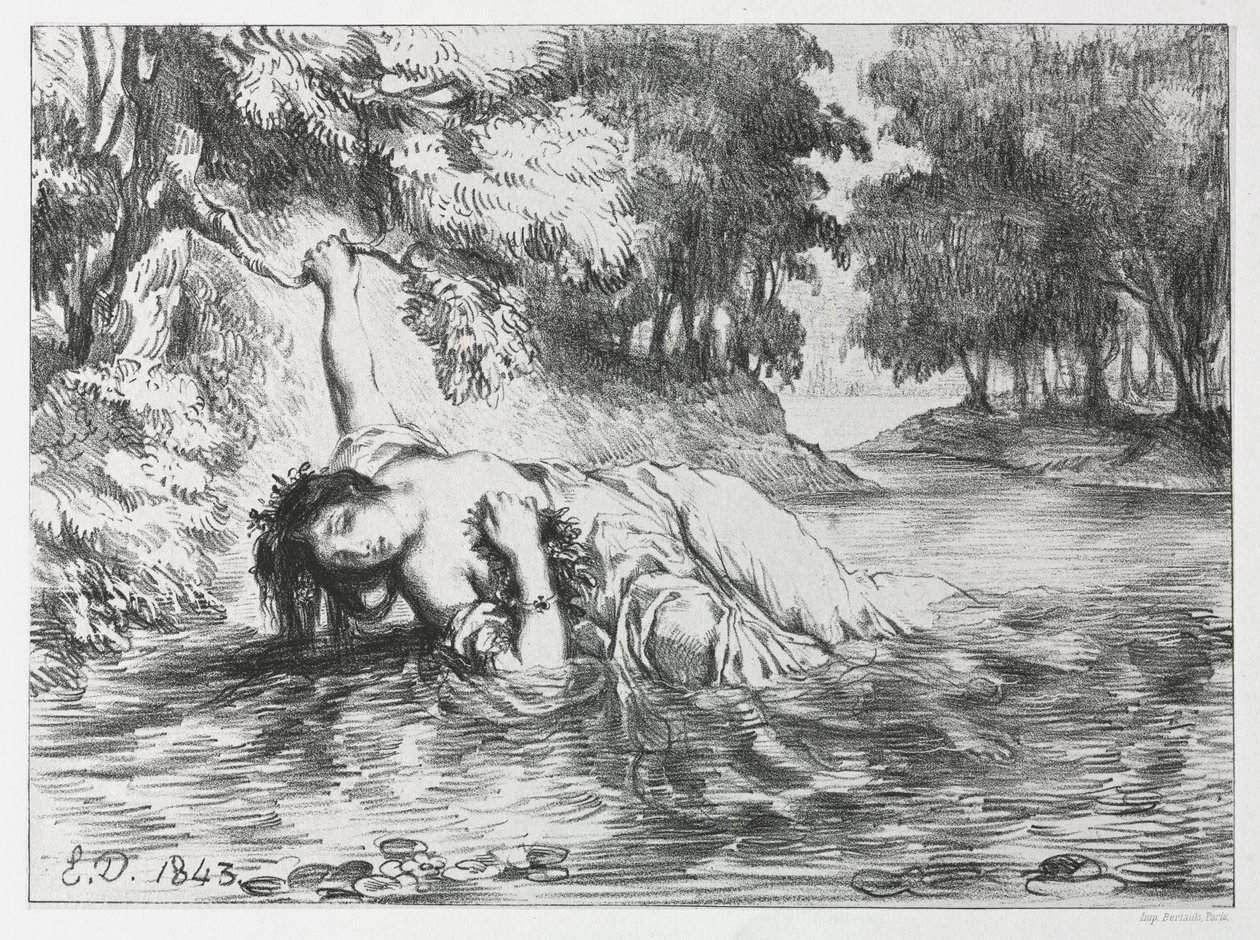 Hamlet: Smrt Ofélie od Eugène Delacroix