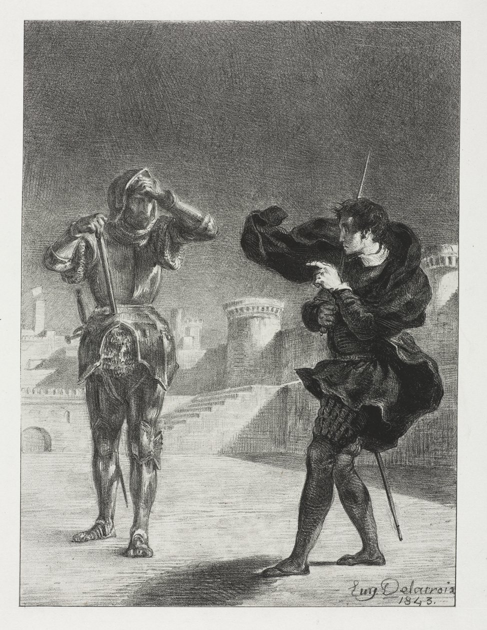 Hamlet: Fantom na terase od Eugène Delacroix