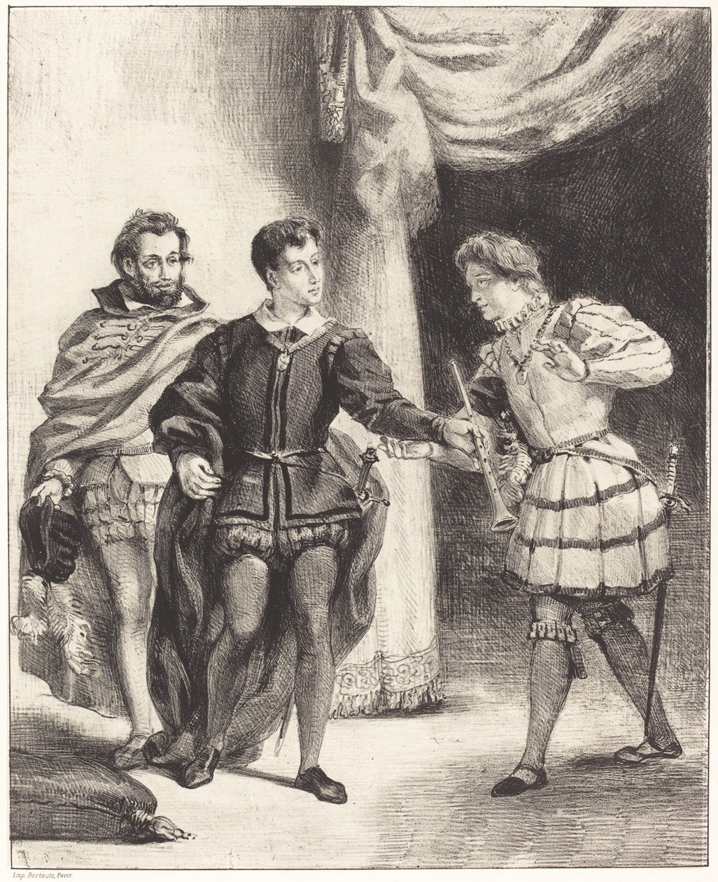Hamlet a Guildenstern (3. dějství, scéna II) od Eugène Delacroix