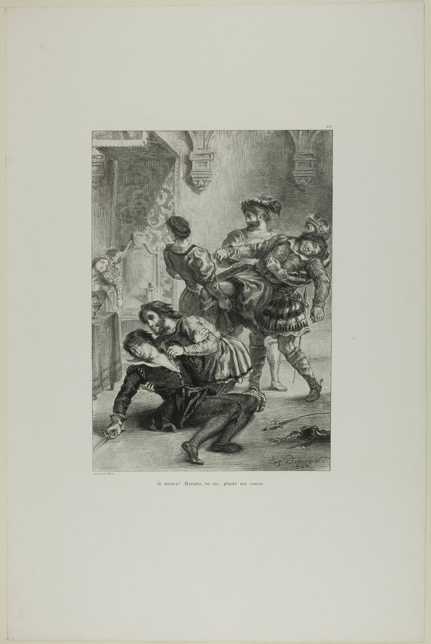 Hamletova smrt, deska 16 z Hamleta od Eugène Delacroix