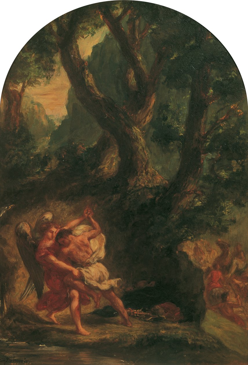 Jacob zápasí s andělem od Eugène Delacroix