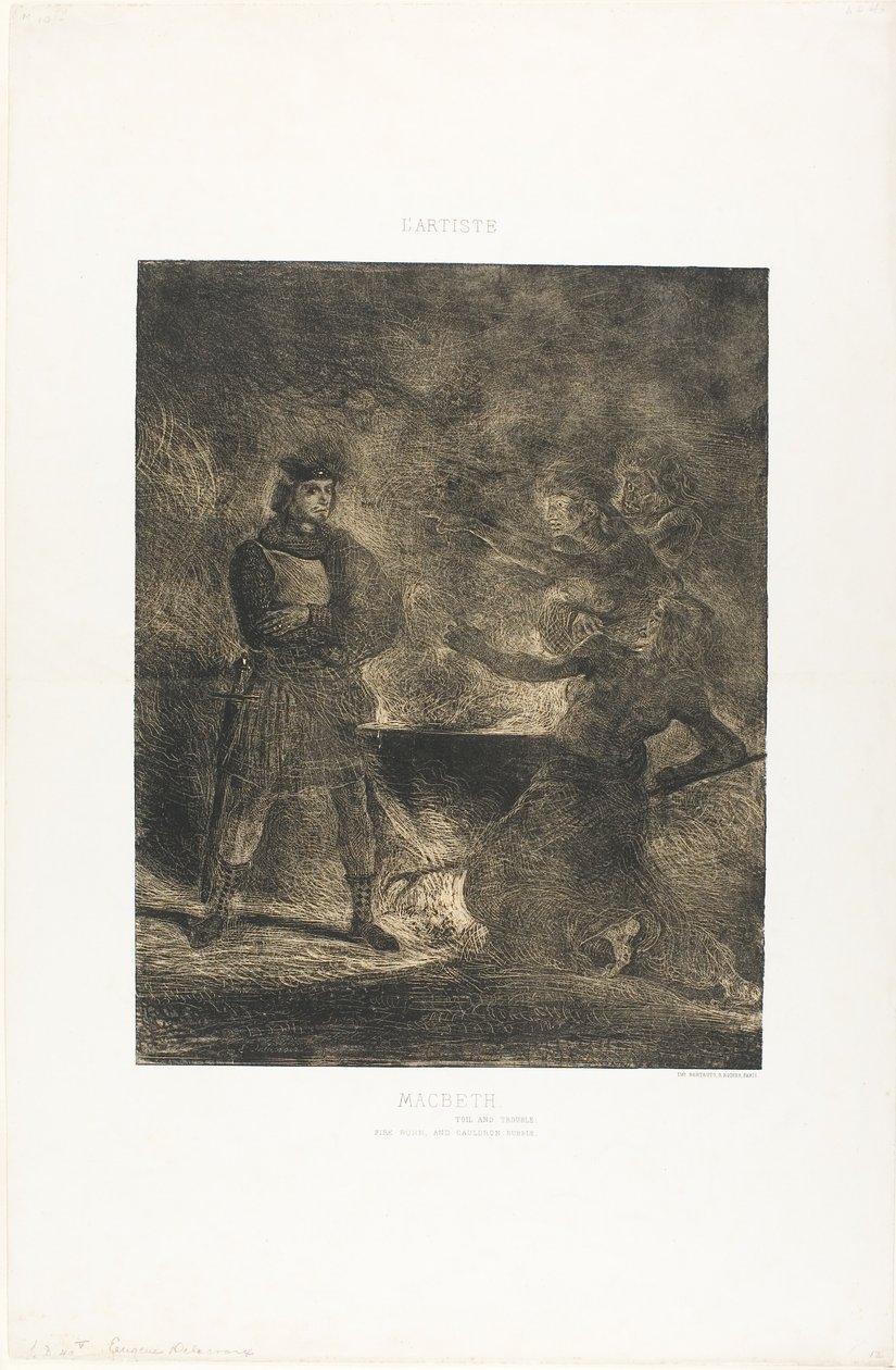 Macbeth a čarodějnice od Eugène Delacroix