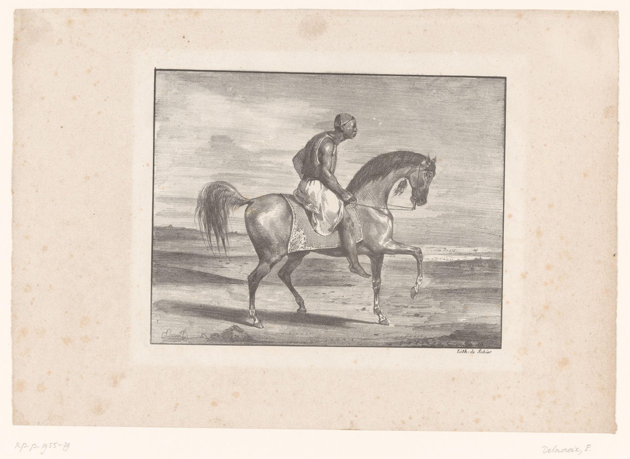 Muž na koni v poušti od Eugène Delacroix
