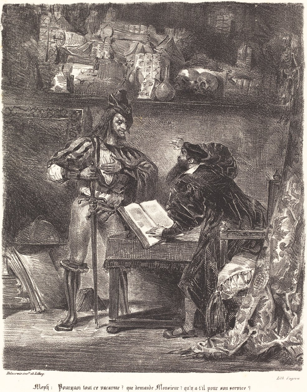 Faustovi se zjevuje Mefisto. od Eugène Delacroix