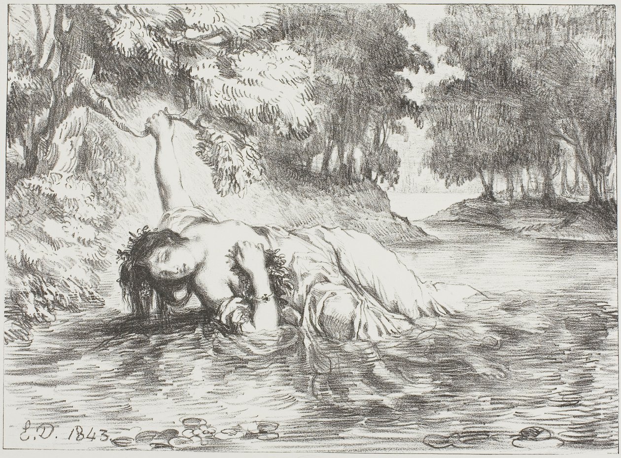 Oféliina smrt od Eugène Delacroix
