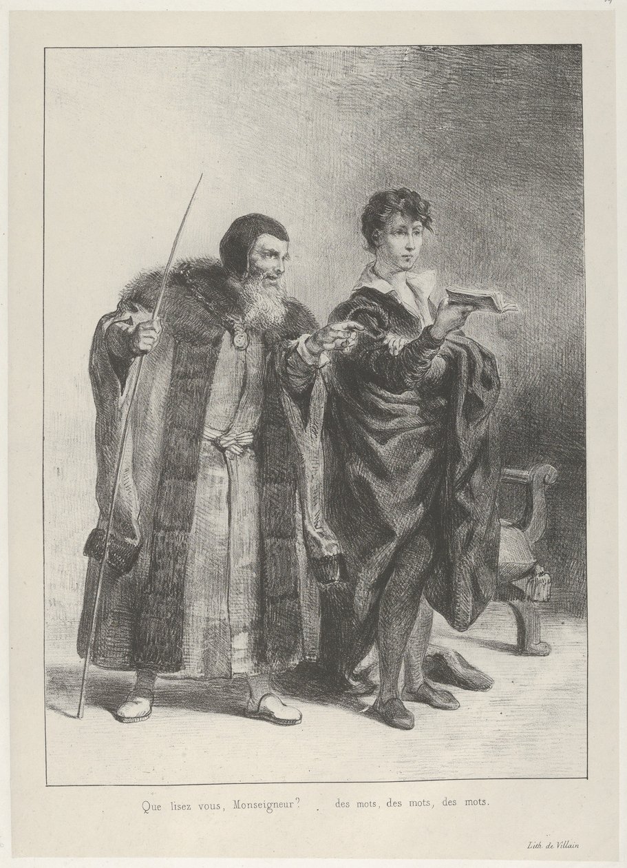 Polonius a Hamlet, 1834-43., 1834-43. od Eugène Delacroix
