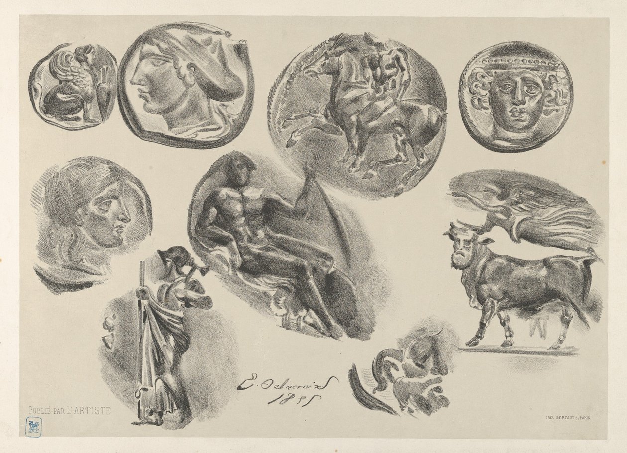 List devíti starožitných mincí, 1825., 1825. od Eugène Delacroix