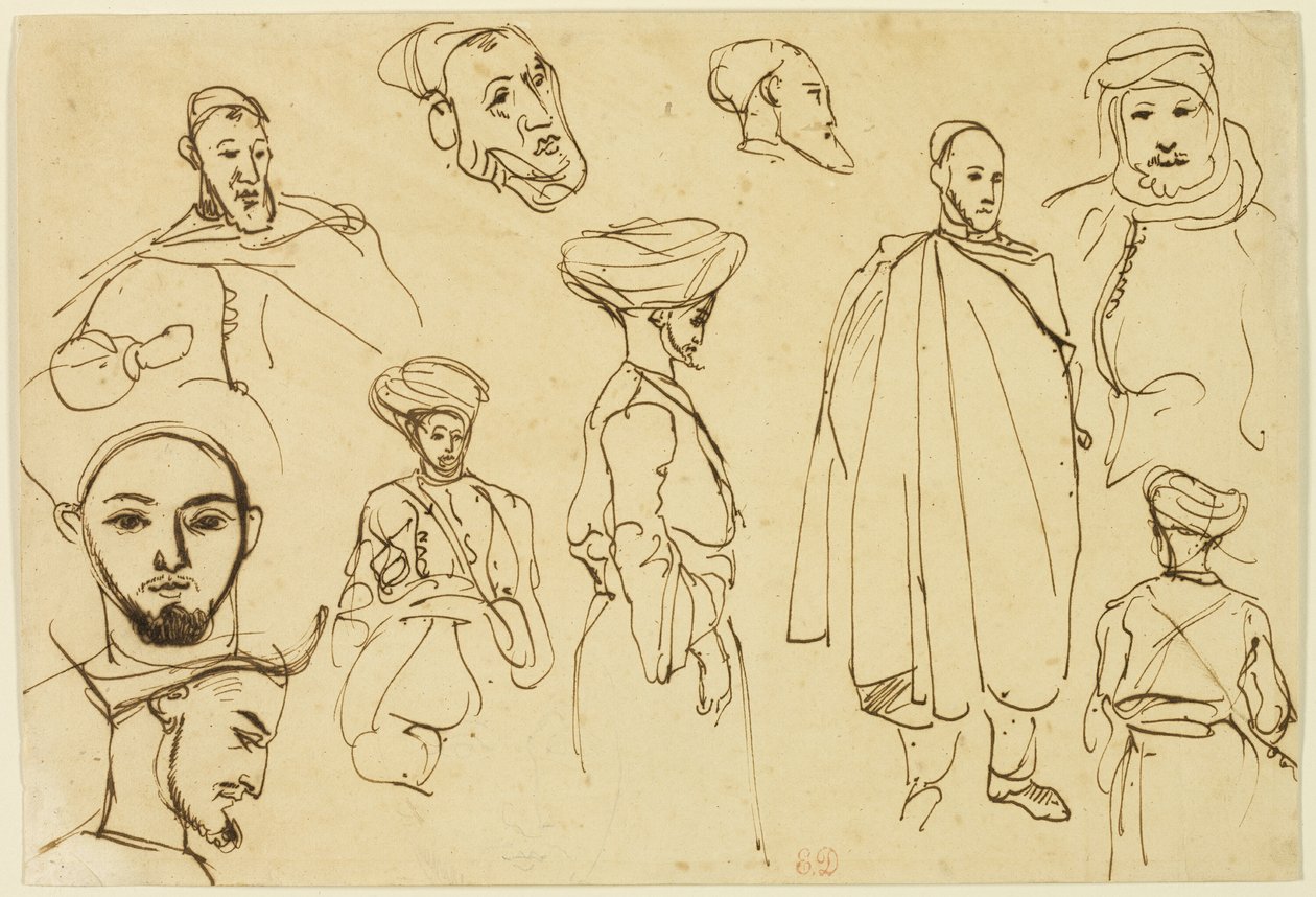 Náčrtky alžírských mužů od Eugène Delacroix