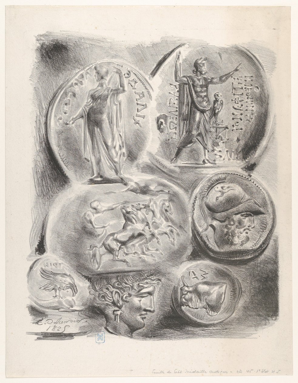 Studie sedmi řeckých mincí, 1825., 1825. od Eugène Delacroix