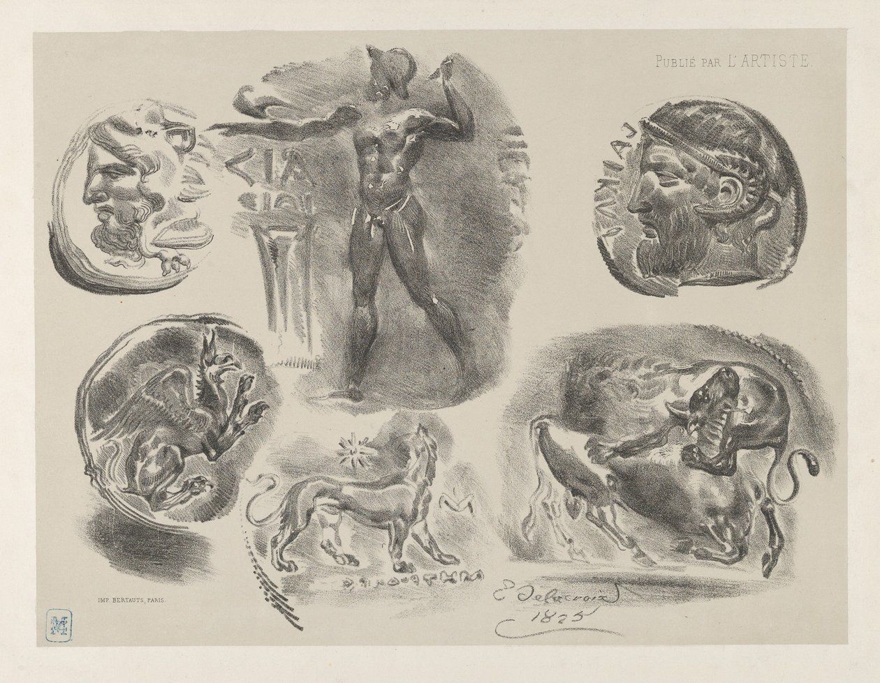 Studie o šesti řeckých mincích, 1825., 1825. od Eugène Delacroix
