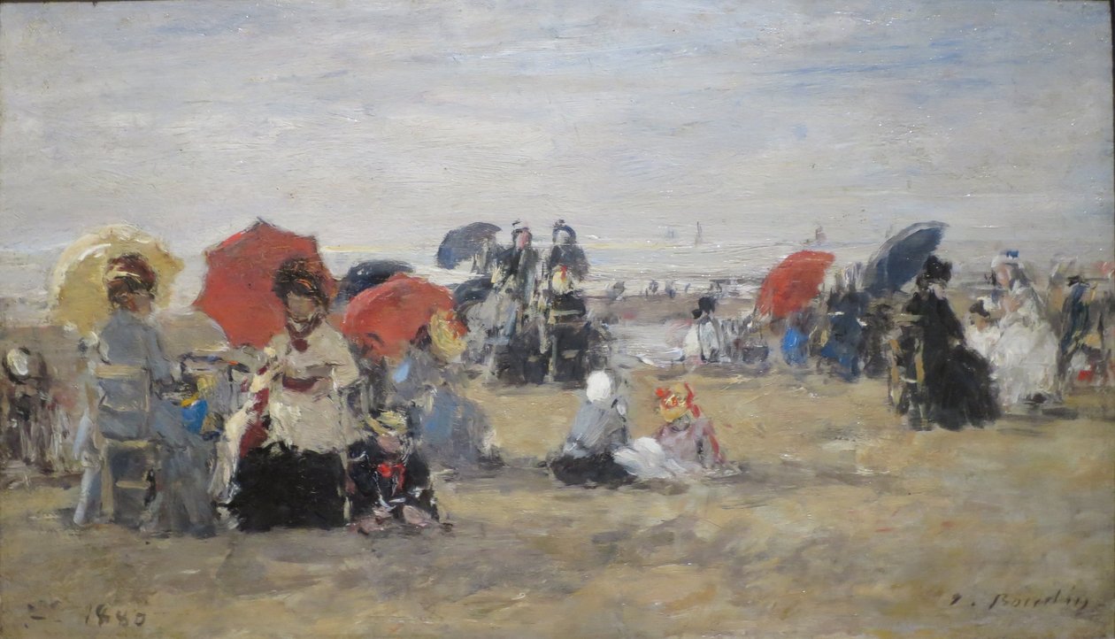 Pláž v Trouville od Eugene Louis Boudin