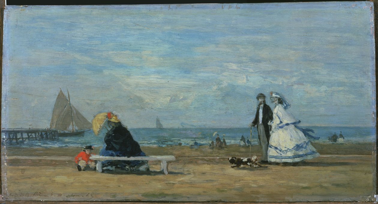 Pláž v Trouville od Eugene Louis Boudin
