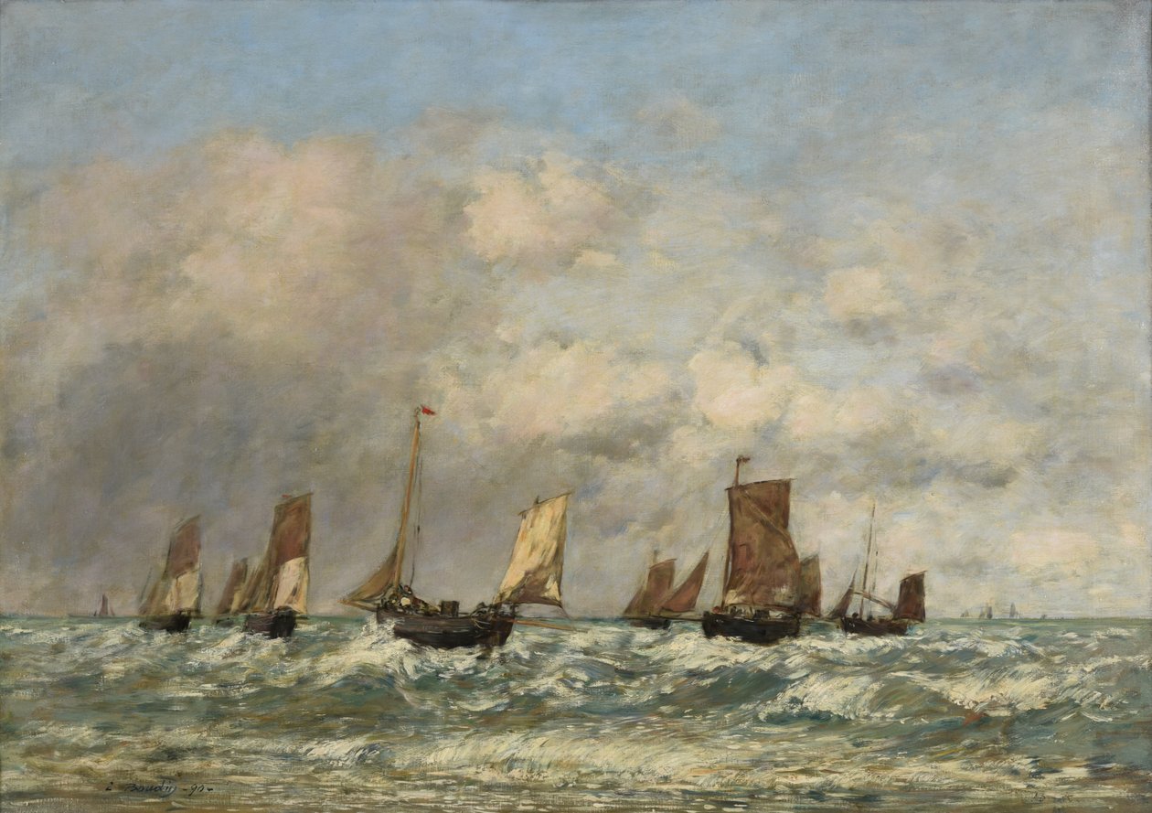 Berck: odjezd lodí od Eugene Louis Boudin