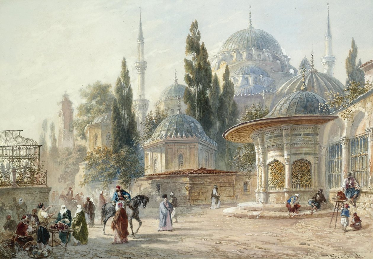 Mešita Sehzade v Konstantinopoli od Eugène Napoleon Flandin