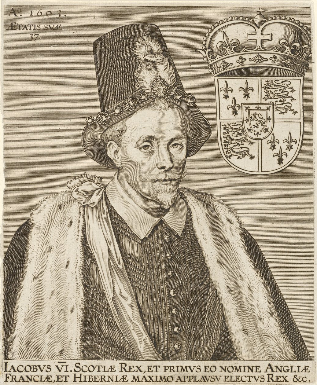 Jakub VI. Skotský a Jakub I. Anglický, hospoda. 1603 od European School