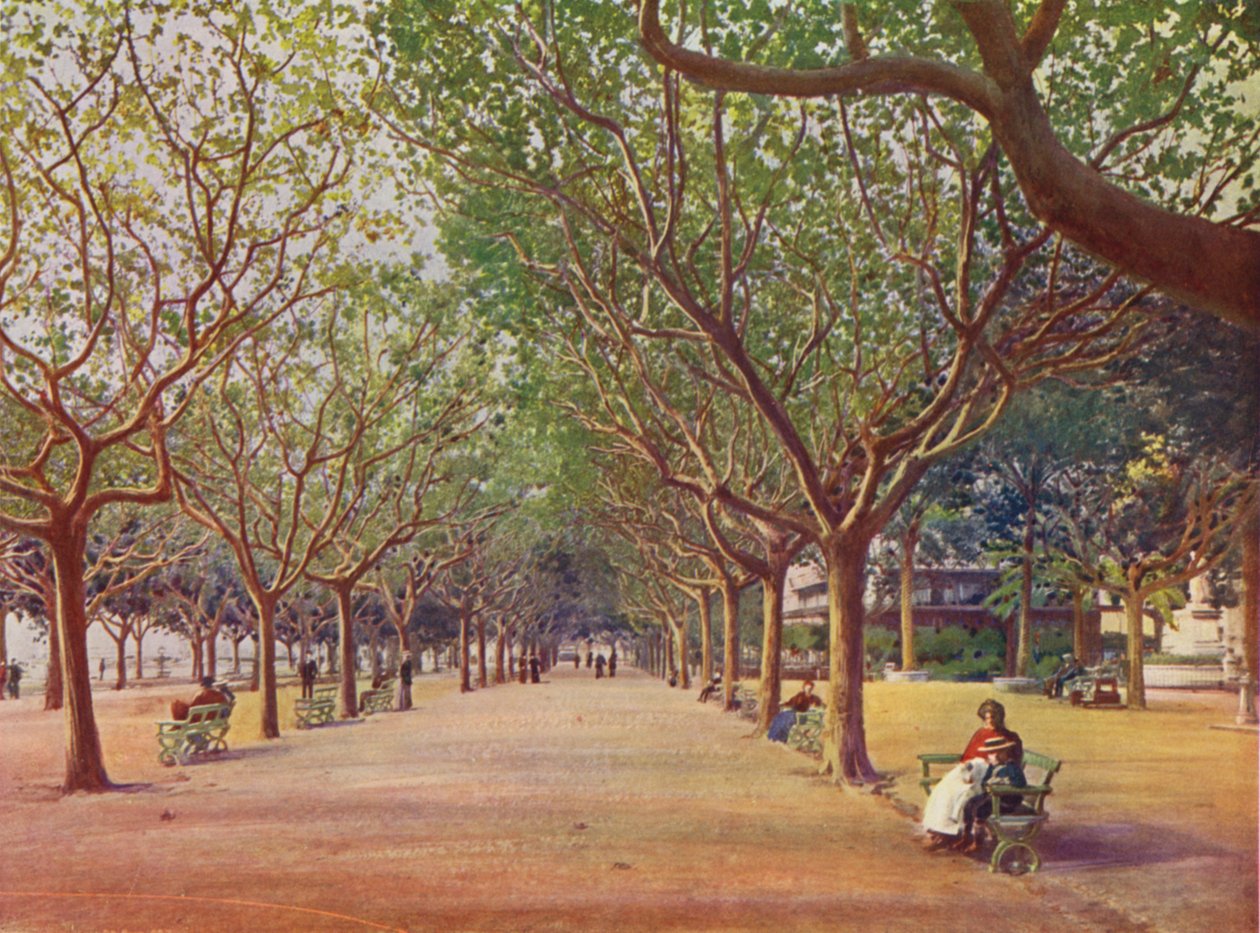 Cannes, Les Allees (barevná litografie) od European School