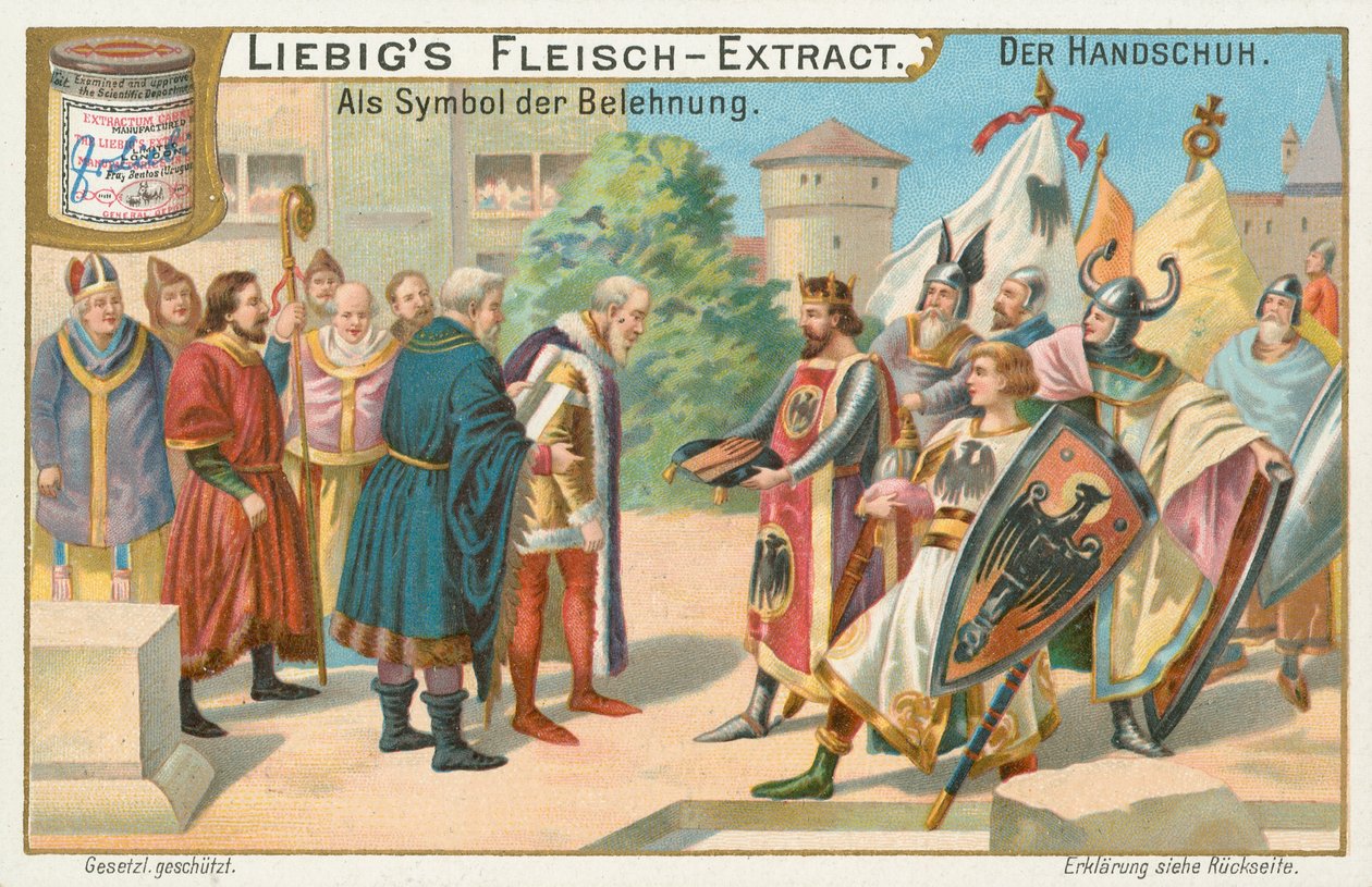 Rukavice, Liebigova karta, počátek 20. století (chromo) od European School