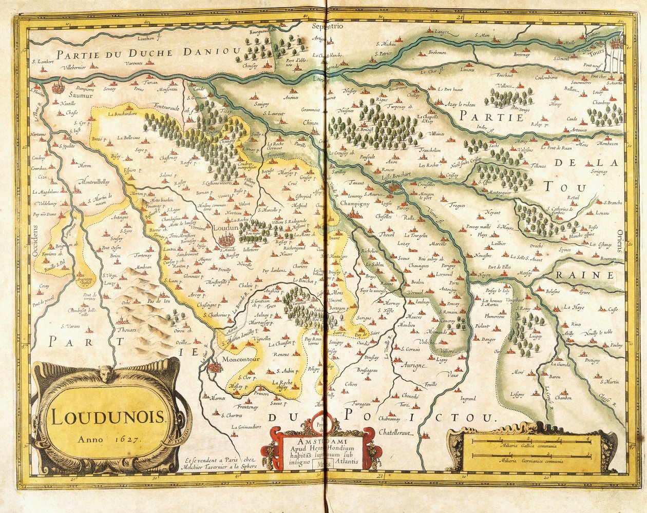 Mapa Loudunois v roce 1627, 1631 od European School