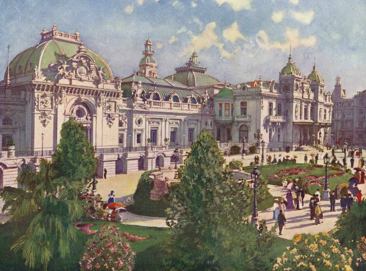 Monte-Carlo, fasáda kasina (barevná litografie) od European School
