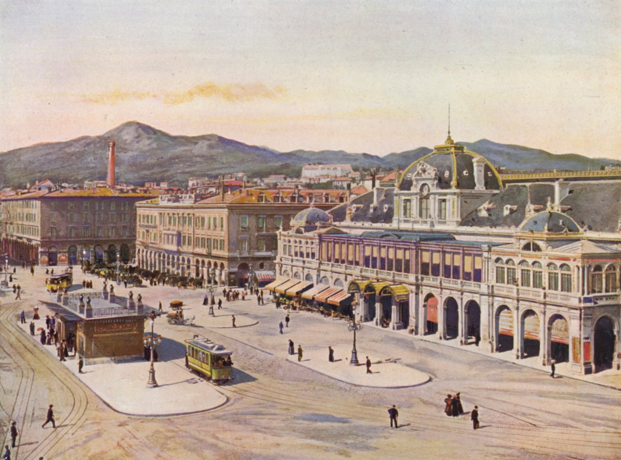 Nice, Place Massena (barevná litografie) od European School