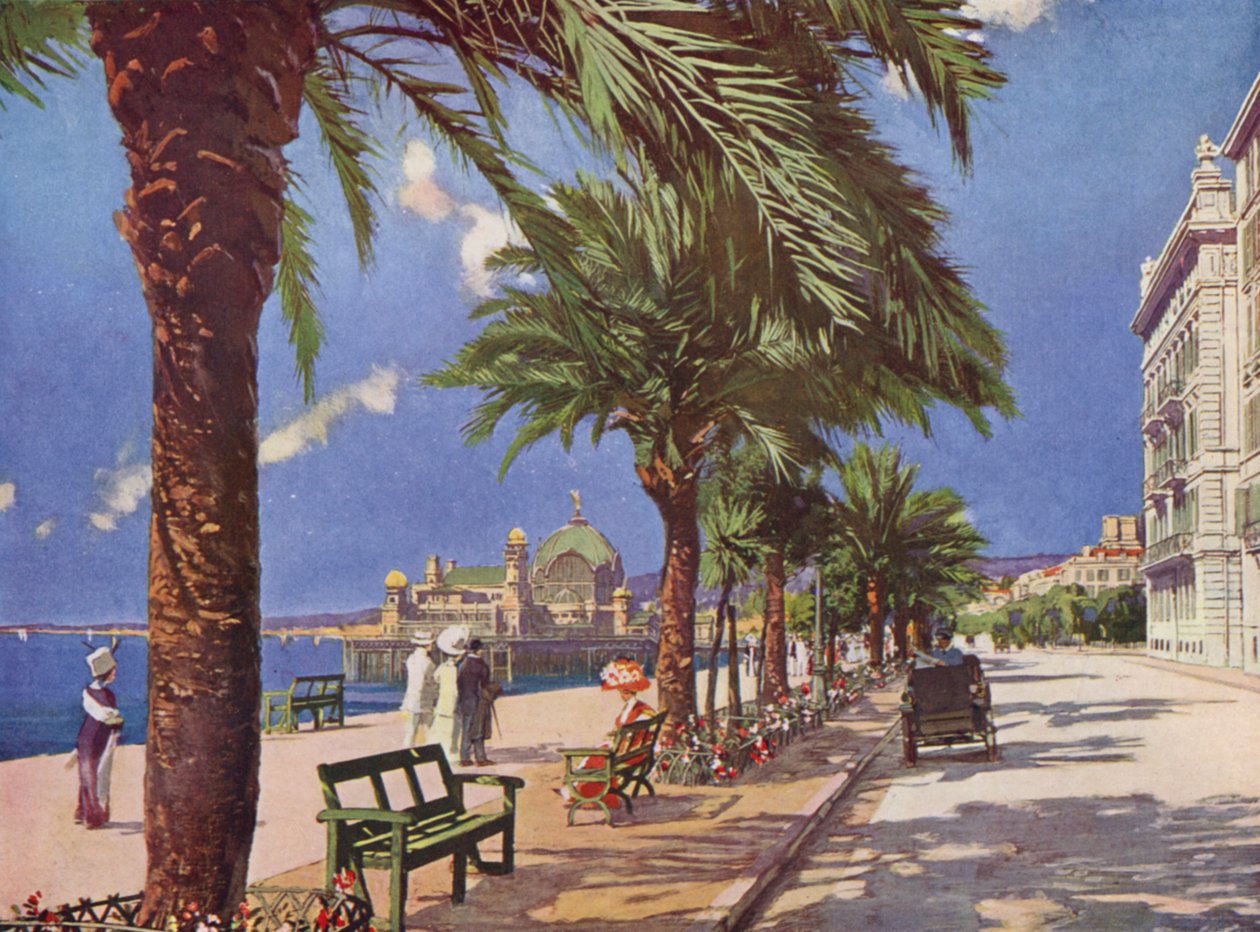 Nice, Promenade du Midi (barevná litografie) od European School